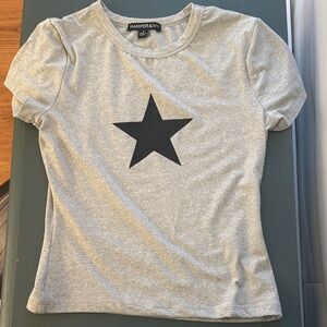 Gray Star Print Women's Top